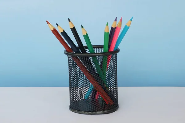 Colored Pencils Table — Stock Photo, Image