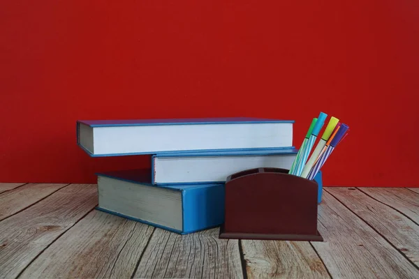 Primer Plano Los Libros Sobre Mesa — Foto de Stock