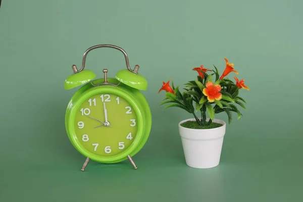 Potted Flower Alarm Clock — Stock Photo, Image