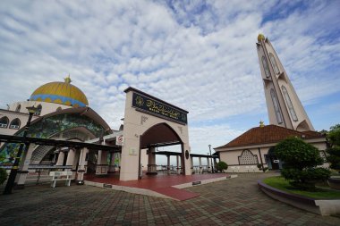 Melaka, Malaysia-August 6, 2022; Melaka Straits Mosque, located at Melaka city, Malaysia