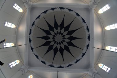 Melaka, Malaysia-August 6, 2022; view of Melaka Straits Mosque dome pattern, located at Melaka city, Malaysia