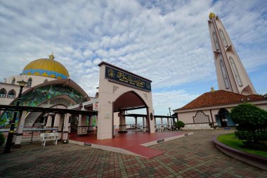 Melaka, Malaysia-August 6, 2022; Melaka Straits Mosque, located at Melaka city, Malaysia