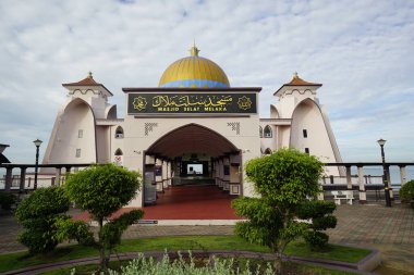 Melaka, Malaysia-August 6, 2022; Melaka Straits Mosque, located at Melaka city, Malaysia