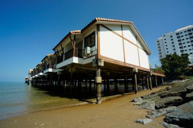 Port Dickson, Malaysia-August 13, 2022, a view of Grand Lexis Hotel, a floating resort at Port Dickson, Malaysia.