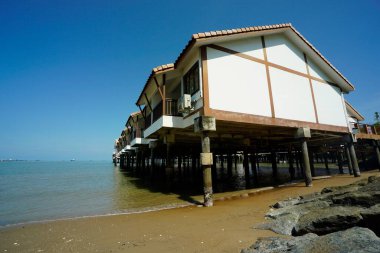 Port Dickson, Malaysia-August 13, 2022, a view of Grand Lexis Hotel, a floating resort at Port Dickson, Malaysia.
