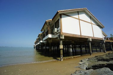 Port Dickson, Malaysia-August 13, 2022, a view of Grand Lexis Hotel, a floating resort at Port Dickson, Malaysia.