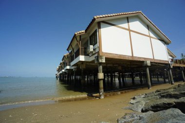 Port Dickson, Malaysia-August 13, 2022, a view of Grand Lexis Hotel, a floating resort at Port Dickson, Malaysia.