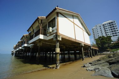 Port Dickson, Malaysia-August 13, 2022, a view of Grand Lexis Hotel, a floating resort at Port Dickson, Malaysia.