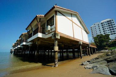 Port Dickson, Malaysia-August 13, 2022, a view of Grand Lexis Hotel, a floating resort at Port Dickson, Malaysia.