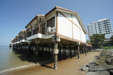 Port Dickson, Malaysia-August 13, 2022, a view of Grand Lexis Hotel, a floating resort at Port Dickson, Malaysia.