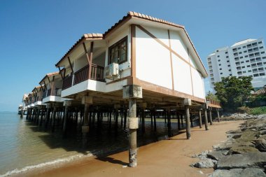 Port Dickson, Malaysia-August 13, 2022, a view of Grand Lexis Hotel, a floating resort at Port Dickson, Malaysia.