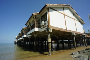 Port Dickson, Malaysia-August 13, 2022, a view of Grand Lexis Hotel, a floating resort at Port Dickson, Malaysia.