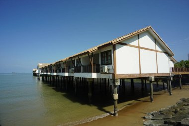 Port Dickson, Malaysia-August 13, 2022, a view of Grand Lexis Hotel, a floating resort at Port Dickson, Malaysia.