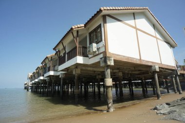 Port Dickson, Malaysia-August 13, 2022, a view of Grand Lexis Hotel, a floating resort at Port Dickson, Malaysia.