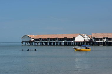 Port Dickson, Malaysia-August 13, 2022, a view of Grand Lexis Hotel, a floating resort at Port Dickson, Malaysia.