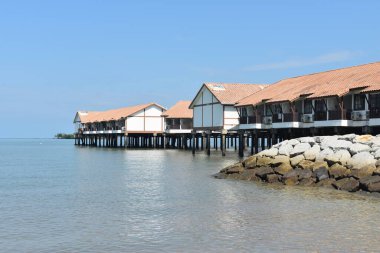 Port Dickson, Malaysia-August 13, 2022, a view of Grand Lexis Hotel, a floating resort at Port Dickson, Malaysia.