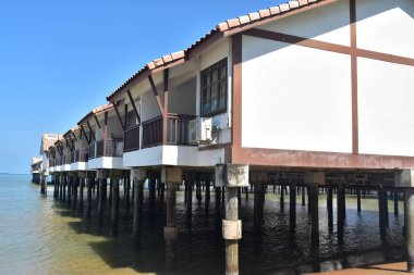 Port Dickson, Malaysia-August 13, 2022, a view of Grand Lexis Hotel, a floating resort at Port Dickson, Malaysia.