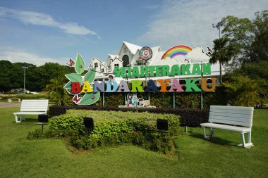 Ayer Keroh, Melaka, Malaysia-August 14, 2022; landscape infront of Graha Makmur Building, a  Historical Melaka City Council ( Majlis Bandaraya Melaka Bersejarah) 