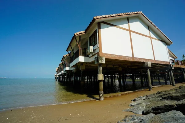 Port Dickson, Malaysia-August 13, 2022, a view of Grand Lexis Hotel, a floating resort at Port Dickson, Malaysia.