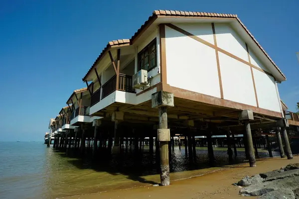 Port Dickson, Malaysia-August 13, 2022, a view of Grand Lexis Hotel, a floating resort at Port Dickson, Malaysia.