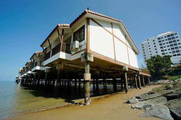 Port Dickson, Malaysia-August 13, 2022, a view of Grand Lexis Hotel, a floating resort at Port Dickson, Malaysia.