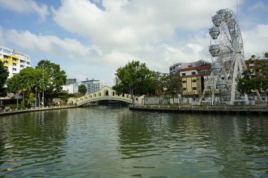 Melaka, Malezya-28 Ağustos 2022; Melaka Nehri manzarası
