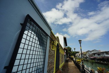 Malacca, Malezya-28 Ağustos 2022; Melaka Tarihi Kenti 'ndeki eski bina manzarası