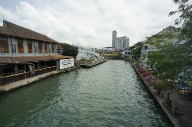 Melaka, Malezya-28 Ağustos 2022; Melaka Nehri manzarası
