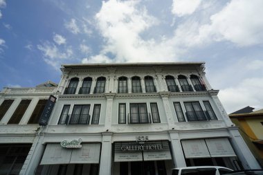 Malacca, Malezya-28 Ağustos 2022; Melaka Tarihi Kenti 'ndeki eski bina manzarası