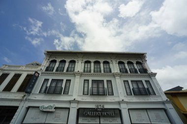 Malacca, Malezya-28 Ağustos 2022; Melaka Tarihi Kenti 'ndeki eski bina manzarası