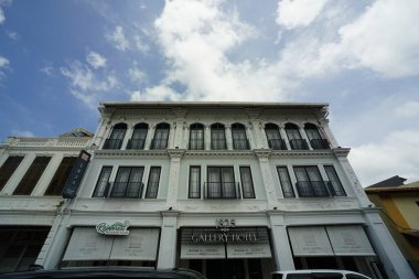 Malacca, Malezya-28 Ağustos 2022; Melaka Tarihi Kenti 'ndeki eski bina manzarası