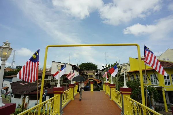 Melaka Malaysia Agustus 2022 Bendera Malaysia Sepanjang Sungai Melaka Selama — Stok Foto