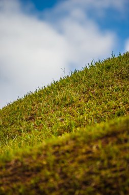 Hill çim gökyüzü turuncu önce