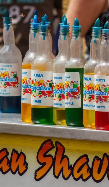 Cold Icy Juice Colorful Bottles — Stock Photo, Image