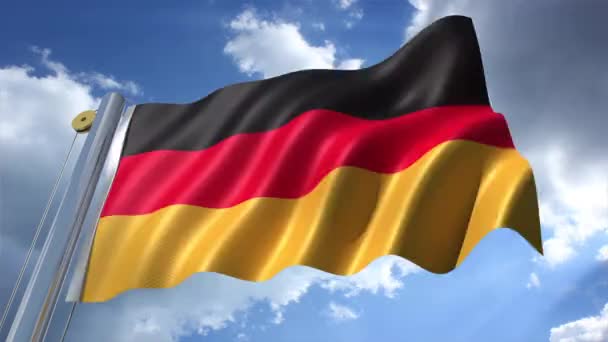 Γερμανική σημαία με φόντο του ουρανού μπλε — Αρχείο Βίντεο