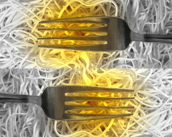 Vidlice a špagety — Stock fotografie