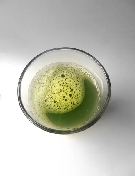Zelená Detox Celerová Šťáva Detailní Fotografie — Stock fotografie