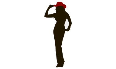 Cowgirls in red hat clipart