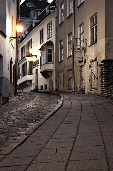 Old European sreet at night — Stock Photo, Image