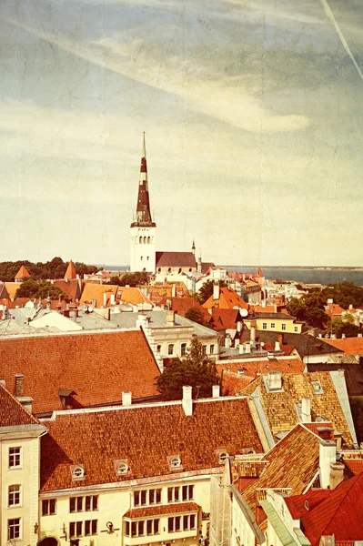 Retro style photo of old Tallinn cityscape — Stock Photo, Image