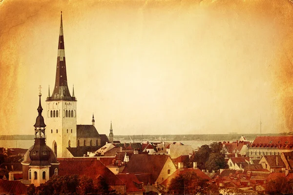 Vintage stijl panoramisch uitzicht van tallinn — Stockfoto