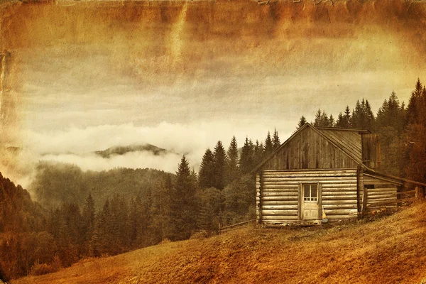 Image de style rétro de maison en bois abandonnée — Photo