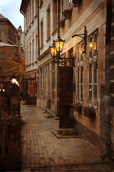 欧洲小镇老街的复古风格照片 — 图库照片