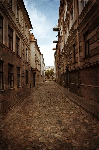 Vintage stijl foto van oude Europese stad straat — Stockfoto