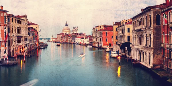 Retro style image of Grand canal at sunset — Stock Photo, Image