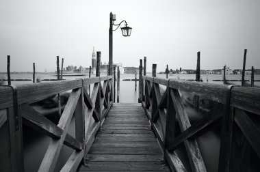Black and white photo of Venice seafront clipart