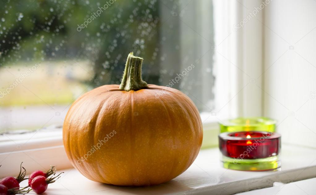 Pumpkin on the windowsill