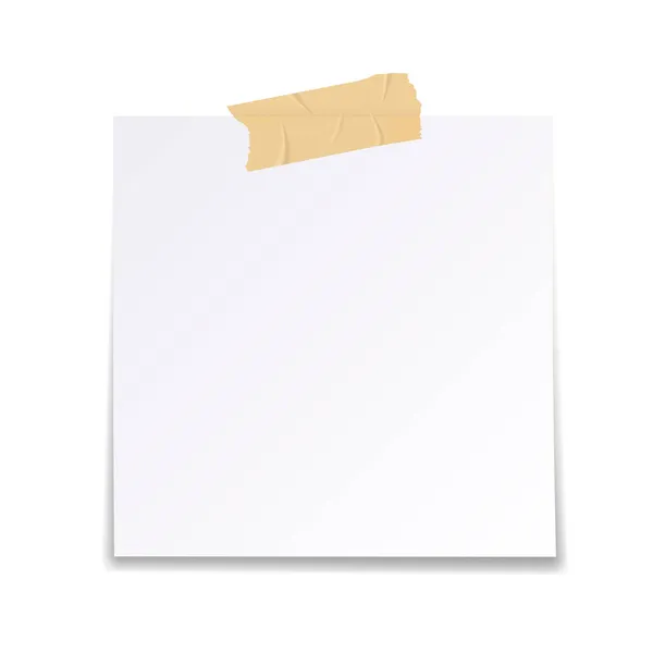 空白粘贴纸带的矢量图解 白底带胶布纸 带有裁剪路径的空白便条 — 图库矢量图片