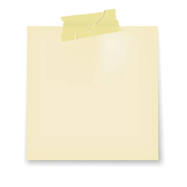 白色背景上贴着一张空白纸条 空白纸笔记模板与粘贴带 适用于备忘和记事本模型矢量图解 — 图库矢量图片