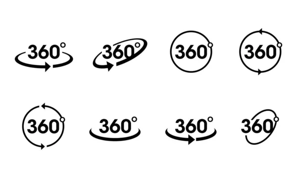 Ensemble Icônes Application 360 Degrés Pour Une Vue 360 Zones — Image vectorielle